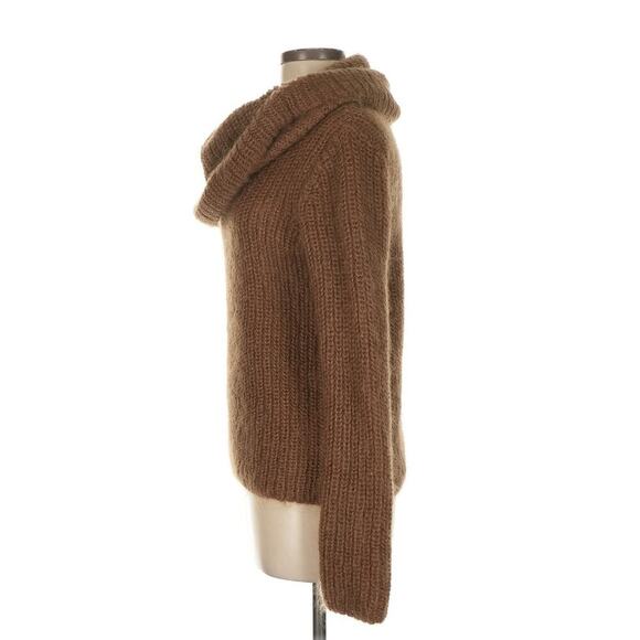 Vintage Ralph Lauren Mohair Wool Blend Sweater Cowl Neck Metallic Knit Y2k Tan M - Picture 4 of 5